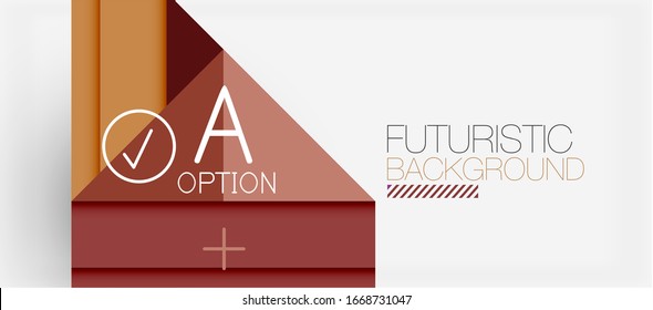 Abstract background, geometric business multicolored paper infographic - triangle frames for text, icons or graphics on light background with copyspace. Vector Illustration For Wallpaper, Banner