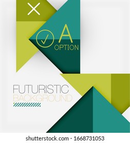 Abstract background, geometric business multicolored paper infographic - triangle frames for text, icons or graphics on light background with copyspace. Vector Illustration For Wallpaper, Banner