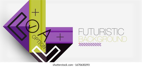 Abstract background, geometric business multicolored paper infographic - triangle frames for text, icons or graphics on light background with copyspace. Vector Illustration For Wallpaper, Banner