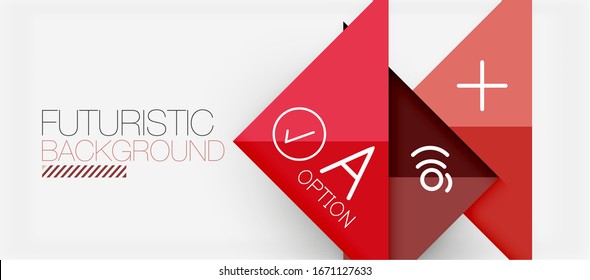 Abstract background, geometric business multicolored paper infographic - triangle frames for text, icons or graphics on light background with copyspace. Vector Illustration For Wallpaper, Banner