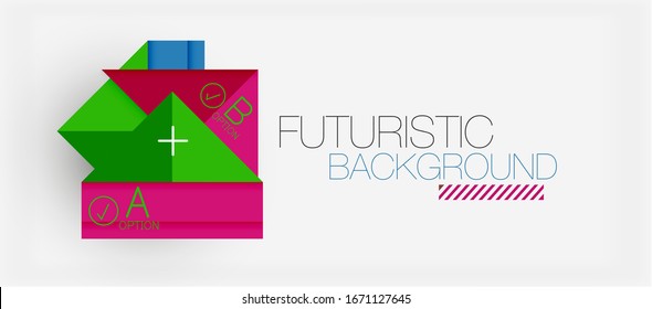 Fundo abstrato, empresa geométrica multicolor papel infográfico - quadros triangulares para texto, ícones ou gráficos no fundo claro com copyspace. Ilustração De Vetor Para Papel De Parede, Faixa
