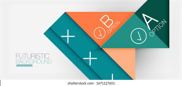 Abstract background, geometric business multicolored paper infographic - triangle frames for text, icons or graphics on light background with copyspace. Vector Illustration For Wallpaper, Banner