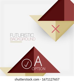 Abstract background, geometric business multicolored paper infographic - triangle frames for text, icons or graphics on light background with copyspace. Vector Illustration For Wallpaper, Banner