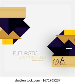 Abstract background, geometric business multicolored paper infographic - triangle frames for text, icons or graphics on light background with copyspace. Vector Illustration For Wallpaper, Banner