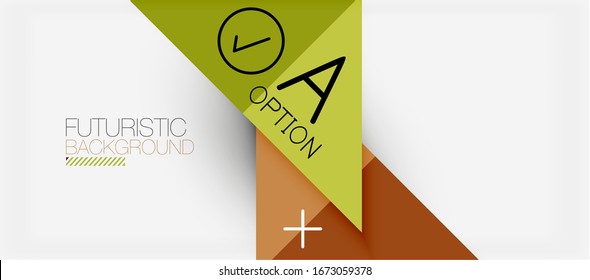 Abstract background, geometric business multicolored paper infographic - triangle frames for text, icons or graphics on light background with copyspace. Vector Illustration For Wallpaper, Banner