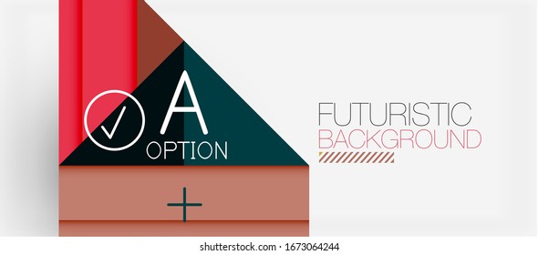 Abstract background, geometric business multicolored paper infographic - triangle frames for text, icons or graphics on light background with copyspace. Vector Illustration For Wallpaper, Banner