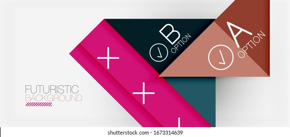 Abstract background, geometric business multicolored paper infographic - triangle frames for text, icons or graphics on light background with copyspace. Vector Illustration For Wallpaper, Banner
