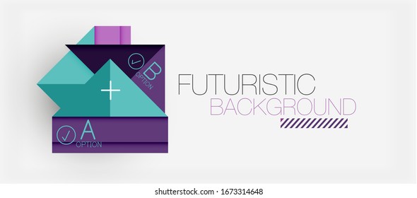 Abstract background, geometric business multicolored paper infographic - triangle frames for text, icons or graphics on light background with copyspace. Vector Illustration For Wallpaper, Banner