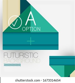 Abstract background, geometric business multicolored paper infographic - triangle frames for text, icons or graphics on light background with copyspace. Vector Illustration For Wallpaper, Banner