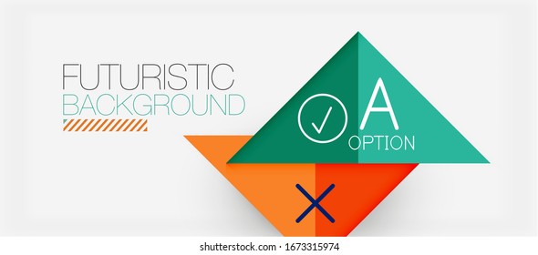 Abstract background, geometric business multicolored paper infographic - triangle frames for text, icons or graphics on light background with copyspace. Vector Illustration For Wallpaper, Banner