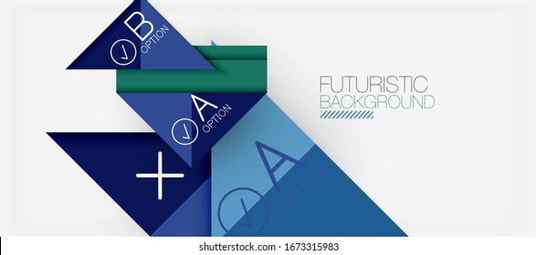 Abstract background, geometric business multicolored paper infographic - triangle frames for text, icons or graphics on light background with copyspace. Vector Illustration For Wallpaper, Banner