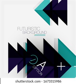 Abstract background, geometric business multicolored paper infographic - triangle frames for text, icons or graphics on light background with copyspace. Vector Illustration For Wallpaper, Banner