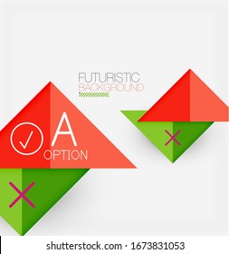 Abstract background, geometric business multicolored paper infographic - triangle frames for text, icons or graphics on light background with copyspace. Vector Illustration For Wallpaper, Banner