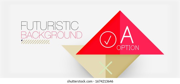 Abstrakter Hintergrund, mehrfarbige Infografik des geometrischen Unternehmens - Dreiecksrahmen für Text, Symbole oder Grafiken auf hellem Hintergrund mit Kopienraum. Vektorillustration-Illustration für Bildschirmhintergrund, Banner