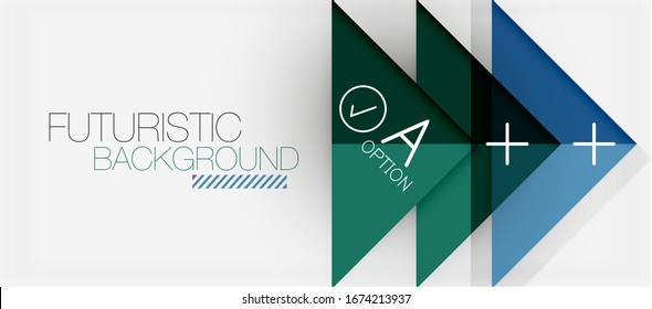 Abstract background, geometric business multicolored paper infographic - triangle frames for text, icons or graphics on light background with copyspace. Vector Illustration For Wallpaper, Banner