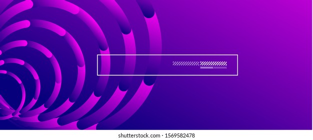 Abstract background. Geometric circles and fluid gradient. Line design, technology hi-tech digital illustration. Vector Illustration For Wallpaper, Banner, Background, Card, Book Illustration, landing