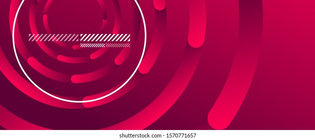 Abstract background. Geometric circles and fluid gradient. Line design, technology hi-tech digital illustration. Vector Illustration For Wallpaper, Banner, Background, Card, Book Illustration, landing