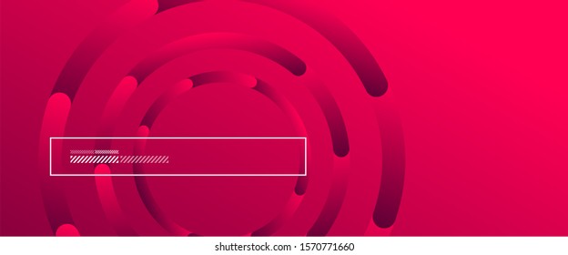 Abstract background. Geometric circles and fluid gradient. Line design, technology hi-tech digital illustration. Vector Illustration For Wallpaper, Banner, Background, Card, Book Illustration, landing