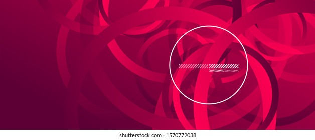 Abstract background. Geometric circles and fluid gradient. Line design, technology hi-tech digital illustration. Vector Illustration For Wallpaper, Banner, Background, Card, Book Illustration, landing
