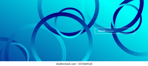 Abstract background. Geometric circles and fluid gradient. Line design, technology hi-tech digital illustration. Vector Illustration For Wallpaper, Banner, Background, Card, Book Illustration, landing