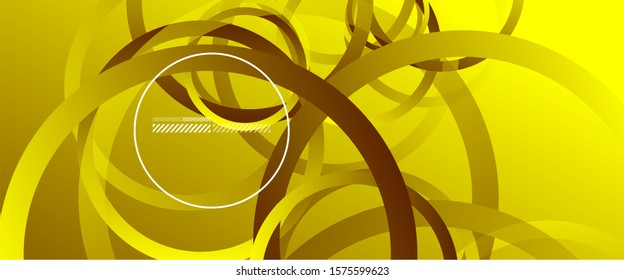 Antecedentes abstractos. Círculos geométricos y gradiente de fluidos. Diseño de línea, ilustración digital de alta tecnología tecnológica. Ilustración vectorial para papel de escritorio, pancarta, fondo, tarjeta, ilustración del libro, aterrizaje