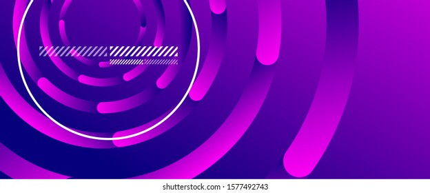Abstract background. Geometric circles and fluid gradient. Line design, technology hi-tech digital illustration. Vector Illustration For Wallpaper, Banner, Background, Card, Book Illustration, landing