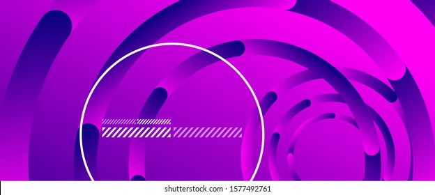 Abstract background. Geometric circles and fluid gradient. Line design, technology hi-tech digital illustration. Vector Illustration For Wallpaper, Banner, Background, Card, Book Illustration, landing