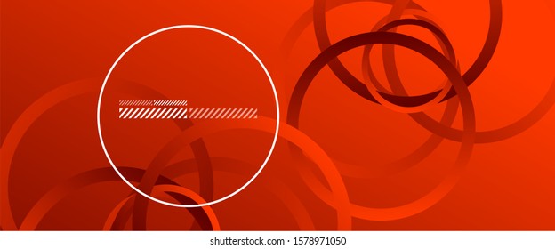 Antecedentes abstractos. Círculos geométricos y gradiente de fluidos. Diseño de línea, ilustración digital de alta tecnología tecnológica. Ilustración vectorial para papel de escritorio, pancarta, fondo, tarjeta, ilustración del libro, aterrizaje
