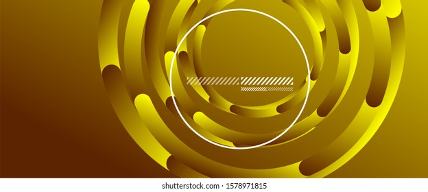 Abstract background. Geometric circles and fluid gradient. Line design, technology hi-tech digital illustration. Vector Illustration For Wallpaper, Banner, Background, Card, Book Illustration, landing