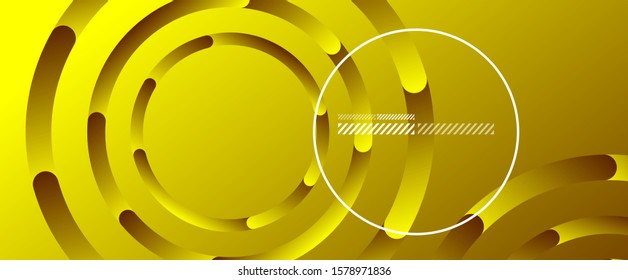 Abstract background. Geometric circles and fluid gradient. Line design, technology hi-tech digital illustration. Vector Illustration For Wallpaper, Banner, Background, Card, Book Illustration, landing
