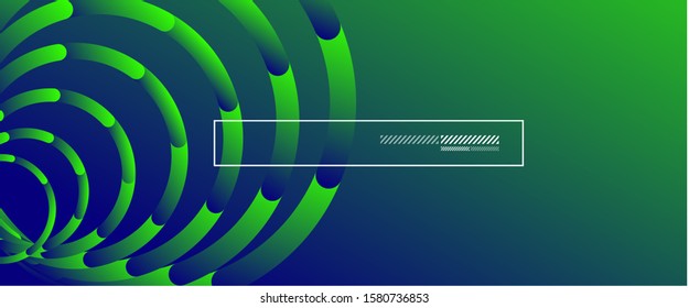 Abstract background. Geometric circles and fluid gradient. Line design, technology hi-tech digital illustration. Vector Illustration For Wallpaper, Banner, Background, Card, Book Illustration, landing