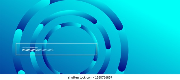 Antecedentes abstractos. Círculos geométricos y gradiente de fluidos. Diseño de línea, ilustración digital de alta tecnología tecnológica. Ilustración vectorial para papel de escritorio, pancarta, fondo, tarjeta, ilustración del libro, aterrizaje