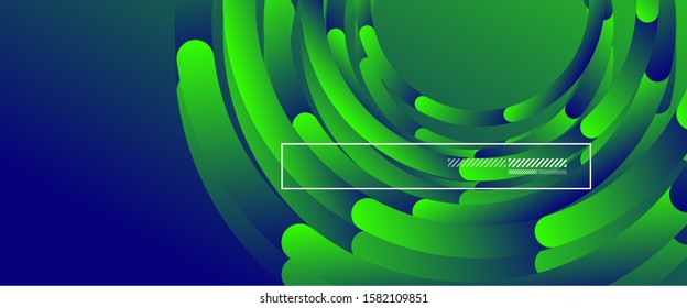 Abstract background. Geometric circles and fluid gradient. Line design, technology hi-tech digital illustration. Vector Illustration For Wallpaper, Banner, Background, Card, Book Illustration, landing