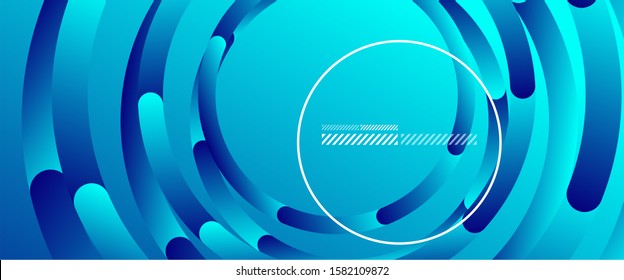 Abstract background. Geometric circles and fluid gradient. Line design, technology hi-tech digital illustration. Vector Illustration For Wallpaper, Banner, Background, Card, Book Illustration, landing