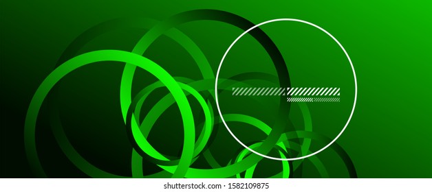 Abstract background. Geometric circles and fluid gradient. Line design, technology hi-tech digital illustration. Vector Illustration For Wallpaper, Banner, Background, Card, Book Illustration, landing
