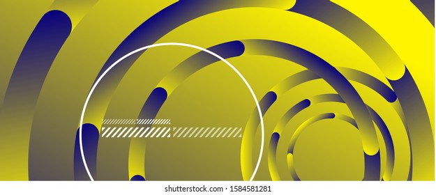 Abstract background. Geometric circles and fluid gradient. Line design, technology hi-tech digital illustration. Vector Illustration For Wallpaper, Banner, Background, Card, Book Illustration, landing