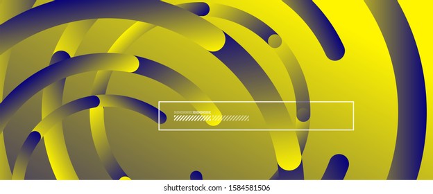 Antecedentes abstractos. Círculos geométricos y gradiente de fluidos. Diseño de línea, ilustración digital de alta tecnología tecnológica. Ilustración vectorial para papel de escritorio, pancarta, fondo, tarjeta, ilustración del libro, aterrizaje