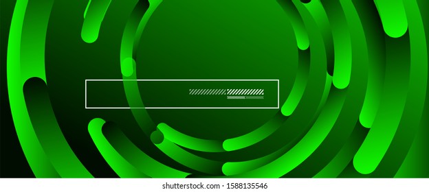 Abstract background. Geometric circles and fluid gradient. Line design, technology hi-tech digital illustration. Vector Illustration For Wallpaper, Banner, Background, Card, Book Illustration, landing