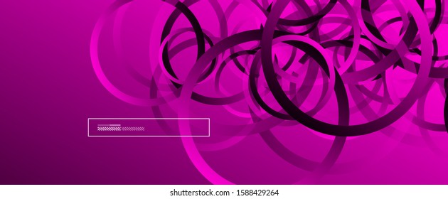Abstract background. Geometric circles and fluid gradient. Line design, technology hi-tech digital illustration. Vector Illustration For Wallpaper, Banner, Background, Card, Book Illustration, landing