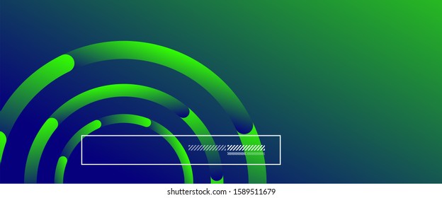 Abstract background. Geometric circles and fluid gradient. Line design, technology hi-tech digital illustration. Vector Illustration For Wallpaper, Banner, Background, Card, Book Illustration, landing
