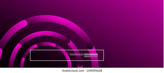 Abstract background. Geometric circles and fluid gradient. Line design, technology hi-tech digital illustration. Vector Illustration For Wallpaper, Banner, Background, Card, Book Illustration, landing