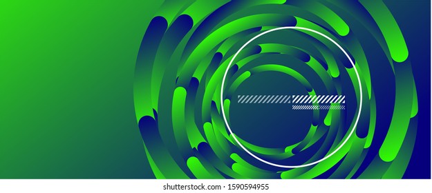 Abstract background. Geometric circles and fluid gradient. Line design, technology hi-tech digital illustration. Vector Illustration For Wallpaper, Banner, Background, Card, Book Illustration, landing