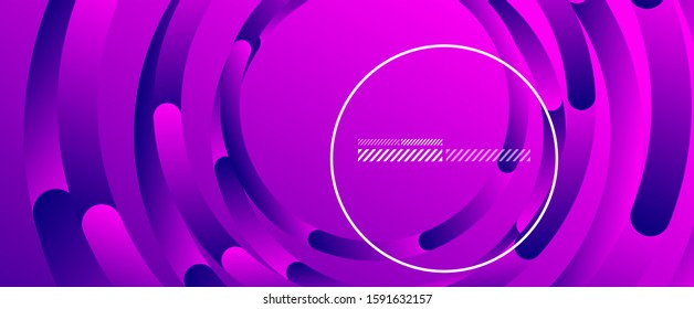 Abstract background. Geometric circles and fluid gradient. Line design, technology hi-tech digital illustration. Vector Illustration For Wallpaper, Banner, Background, Card, Book Illustration, landing