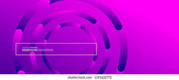 Abstract background. Geometric circles and fluid gradient. Line design, technology hi-tech digital illustration. Vector Illustration For Wallpaper, Banner, Background, Card, Book Illustration, landing