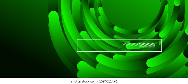 Abstract background. Geometric circles and fluid gradient. Line design, technology hi-tech digital illustration. Vector Illustration For Wallpaper, Banner, Background, Card, Book Illustration, landing