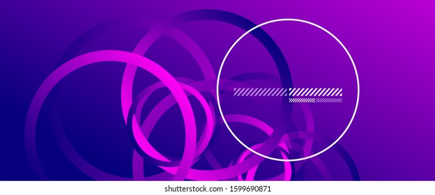 Abstract background. Geometric circles and fluid gradient. Line design, technology hi-tech digital illustration. Vector Illustration For Wallpaper, Banner, Background, Card, Book Illustration, landing
