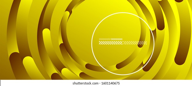 Abstract background. Geometric circles and fluid gradient. Line design, technology hi-tech digital illustration. Vector Illustration For Wallpaper, Banner, Background, Card, Book Illustration, landing