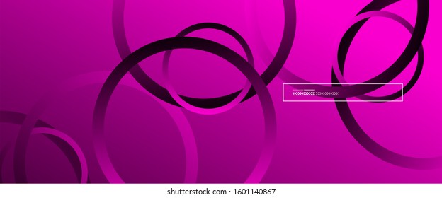 Abstract background. Geometric circles and fluid gradient. Line design, technology hi-tech digital illustration. Vector Illustration For Wallpaper, Banner, Background, Card, Book Illustration, landing