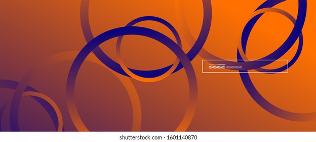 Abstract background. Geometric circles and fluid gradient. Line design, technology hi-tech digital illustration. Vector Illustration For Wallpaper, Banner, Background, Card, Book Illustration, landing