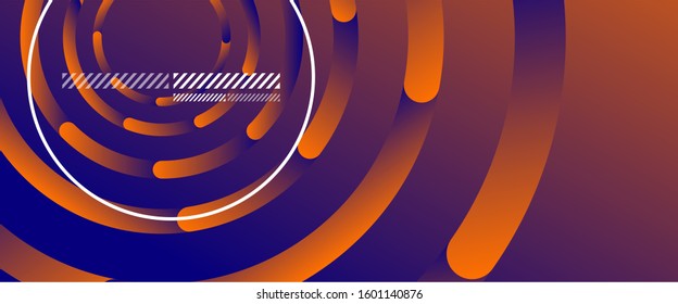 Abstract background. Geometric circles and fluid gradient. Line design, technology hi-tech digital illustration. Vector Illustration For Wallpaper, Banner, Background, Card, Book Illustration, landing